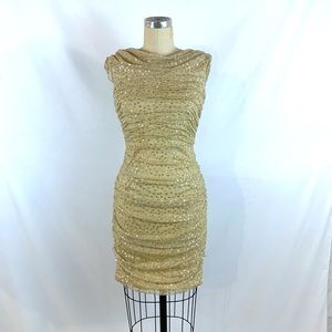 Tadashi Shoji Gold Sequin Dress Petite Small